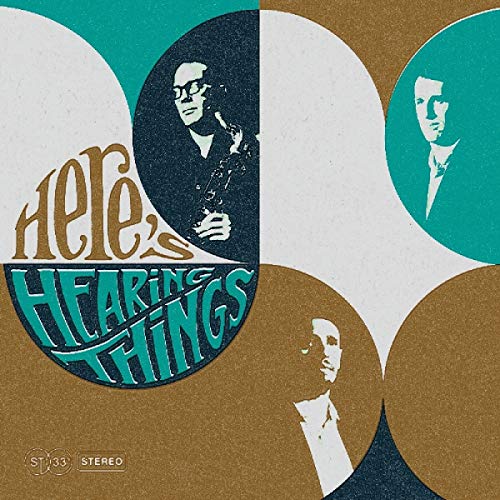 Vinyl album cover with abstract design, featuring three silhouettes of a man.