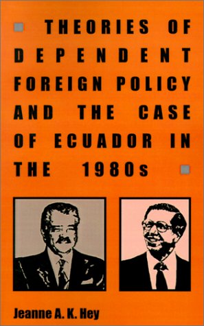 "The cover of a book titled 'Theories of Dependent Foreign Policy' featuring two men's portraits."