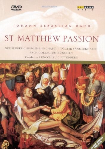 DVD cover for "St. Matthew Passion" featuring a painting of Jesus being anointed.