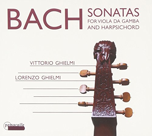 A CD cover featuring a viola da gamba scroll and tuning pegs, with text.
