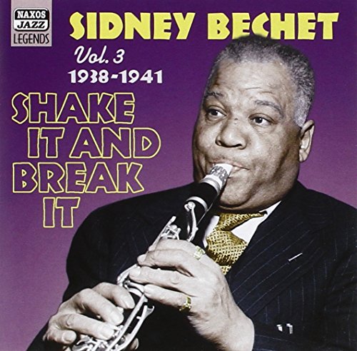 CD cover with Sidney Bechet playing saxophone, against a purple background.