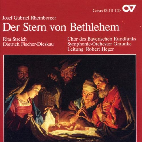 Red album cover with classical nativity scene painting and white text.