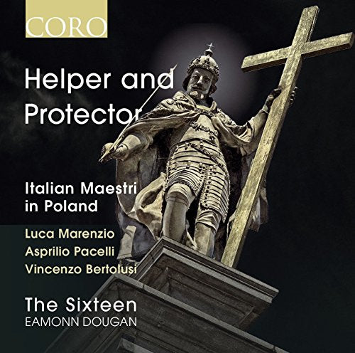 A CD cover featuring a knight statue holding a cross against a dark background.