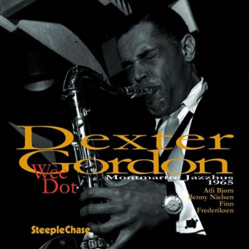 Dexter Gordon playing saxophone on a CD cover with text overlay and black background.