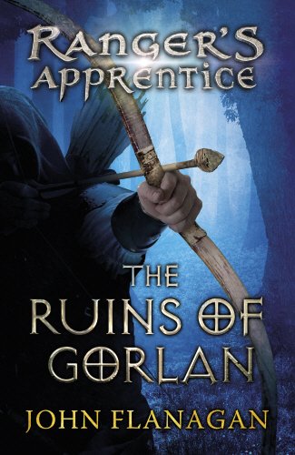 The image depicts a book cover with a person holding a bow and arrow. Alt text: Person in dark cloak holding bow and arrow, fantasy background, title and author visible.