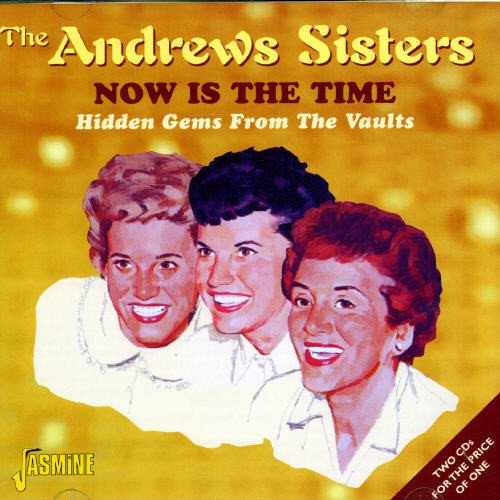 "CD cover featuring the Andrews Sisters with gold background and white text."