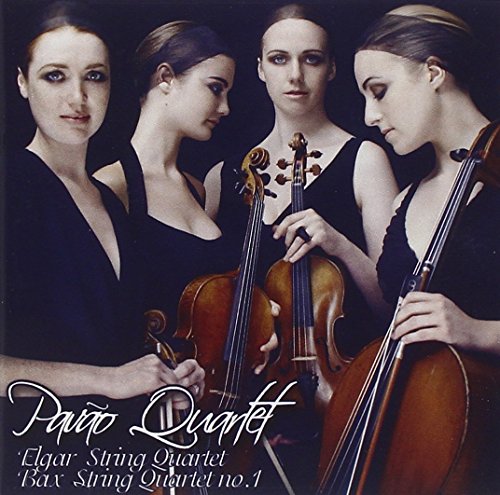 "CD cover featuring four women in black holding violins and violas against a dark background."