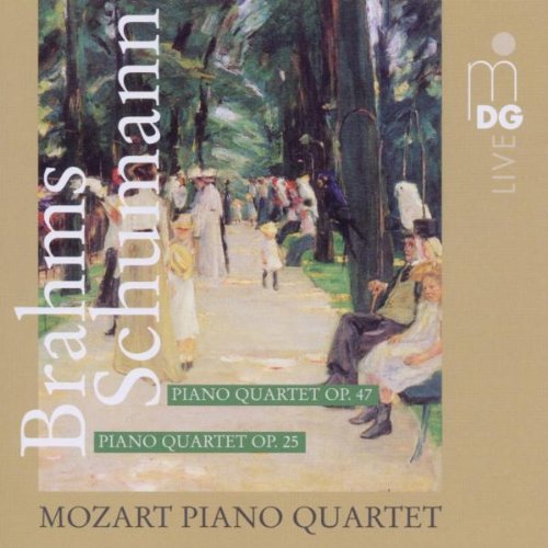 CD cover with painting of people in a park, beige borders, and text.