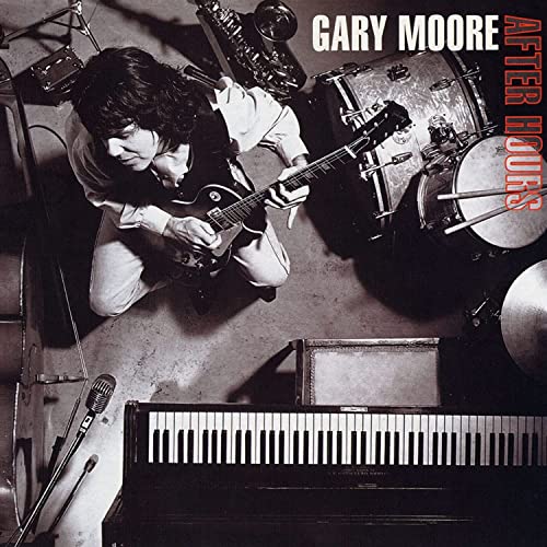 Gary Moore album cover, "After Hours," featuring a guitarist and instruments.