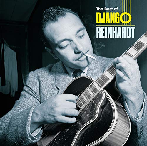 "Album cover featuring a man playing guitar with a cigarette, blue-toned image."