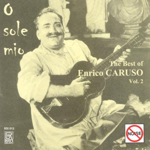 "CD cover with sepia-toned image of man holding mandolin, text 'O sole mio'."