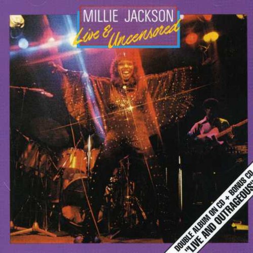 Millie Jackson album cover featuring a photo of her performing on stage with band.