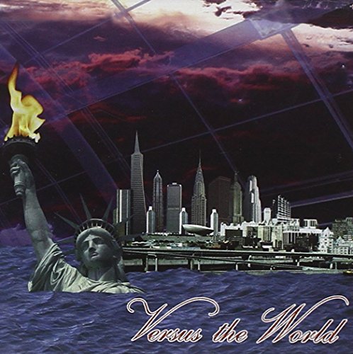 "Album cover with the Statue of Liberty in water, New York City skyline."