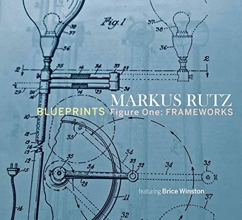 "Album cover with blueprint design, light bulb diagrams, and artist's name."