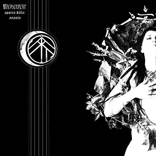 Black-and-white album cover with a woman surrounded by abstract, symbolic imagery and text.