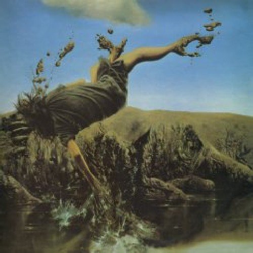 "CD cover art: surreal image of a person falling into water, with body parts disintegrating."