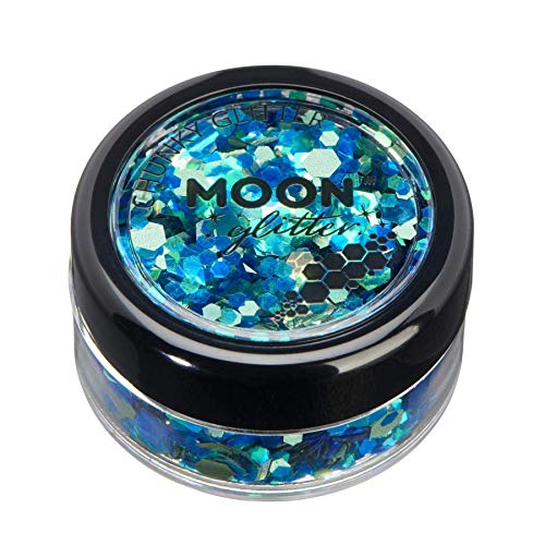 Mystic Chunky Glitter by Moon Glitter - Atlantis - Cosmetic Festival Makeup Glitter for Face, Body, Nails, Hair, Lips - 3g