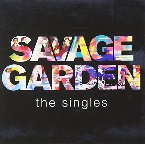 "Savage Garden album cover with multicolored text and images on a black background."