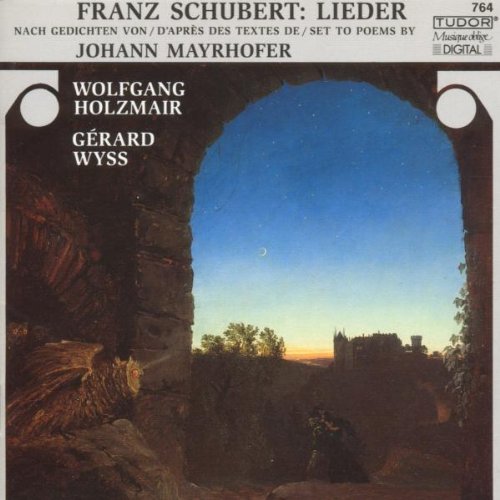 "CD cover featuring a painting of a person in a rocky landscape at dusk."