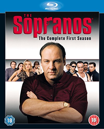 "Blu-ray case for 'The Sopranos: The Complete First Season' with main character portrait."