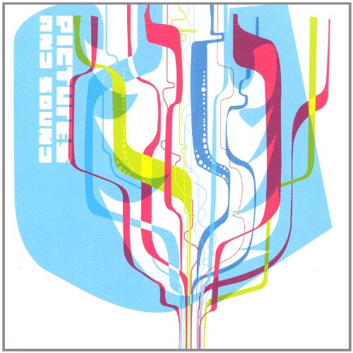 Album cover with abstract colorful lines and text "Pictures and Sound" on a white background.