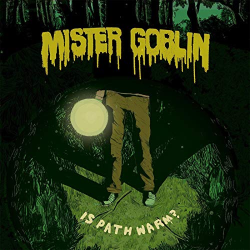 "Mister Goblin album cover featuring a person standing in a forest under a full moon."