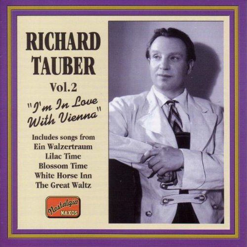 CD cover featuring a black-and-white photo of Richard Tauber, surrounded by purple and gold border.