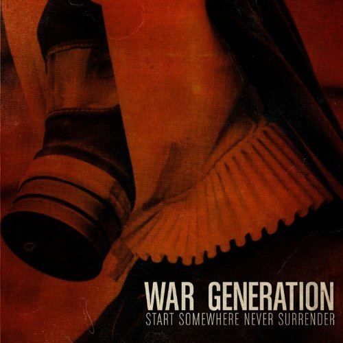 "Vinyl record cover with a soldier in uniform and a cannon, red-toned image."