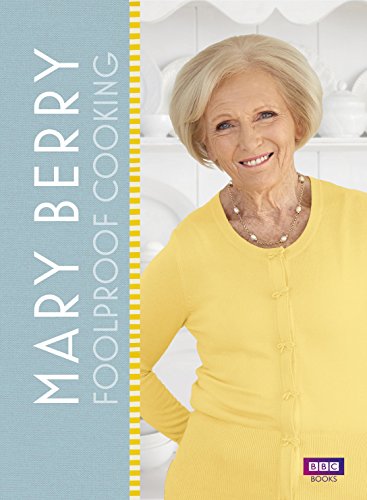 "Cookbook cover featuring Mary Berry in a yellow cardigan with BBC Books logo."