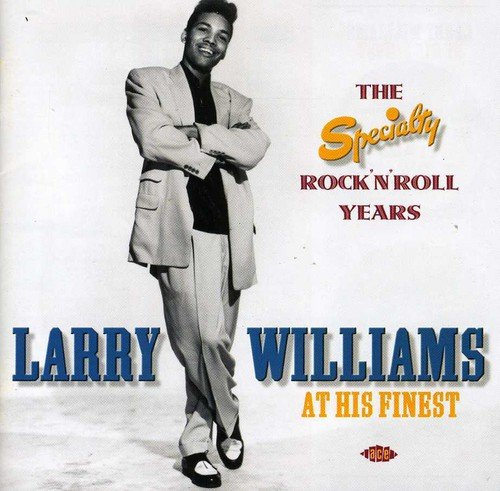 Album cover with black and white photo of Larry Williams and colorful text overlay.