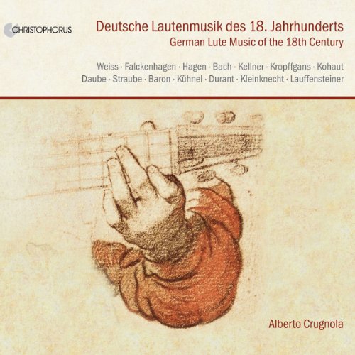 CD cover with sketch of hand holding lute, names and title in red and black text.
