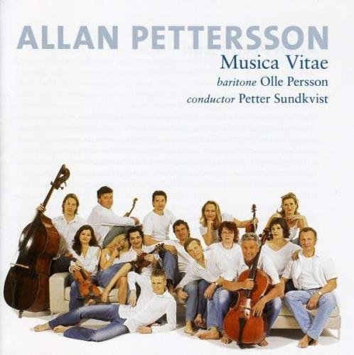 "CD cover featuring a group of musicians with instruments, wearing white tops."