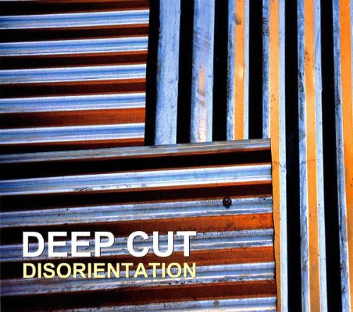 "Album cover with 'Deep Cut Disorientation' text on a corrugated metal background."