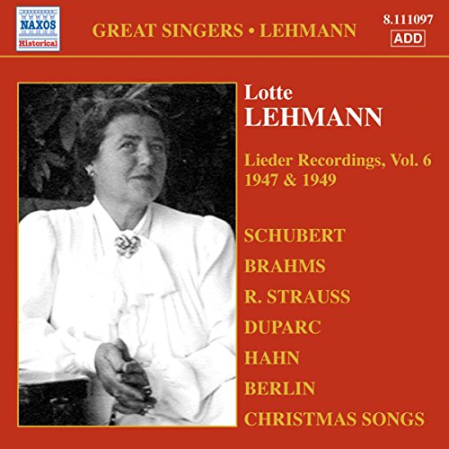 Red CD cover with black-and-white photo of Lotte Lehmann and yellow text listing song composers.
