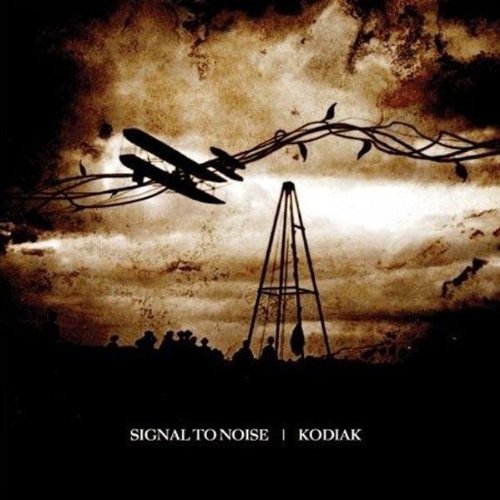"CD cover art featuring a plane flying through barbed wire, sepia-toned, with 'Signal to Noise' text."