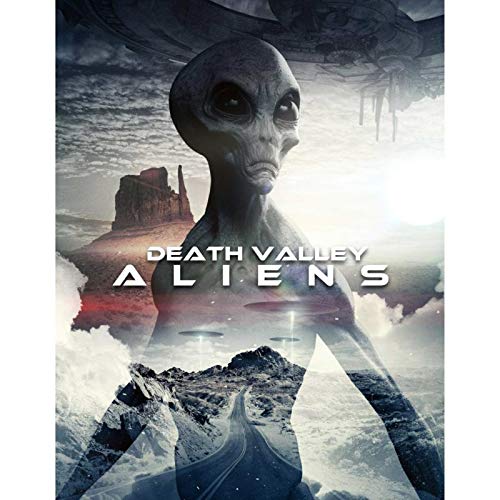 "Death Valley Aliens DVD cover featuring a grey alien and desert landscape."