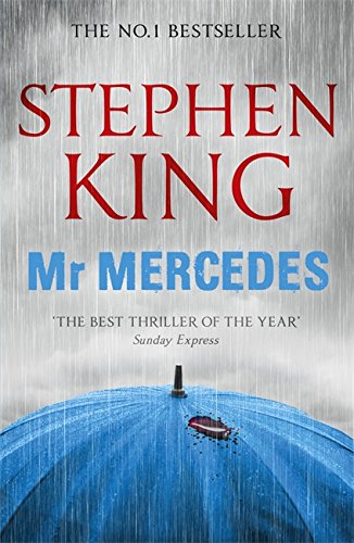"Book cover of 'Mr Mercedes' by Stephen King, showing a flooded road with a car."