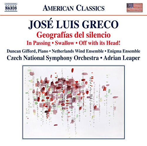 A white CD cover with abstract red and green shapes and text.