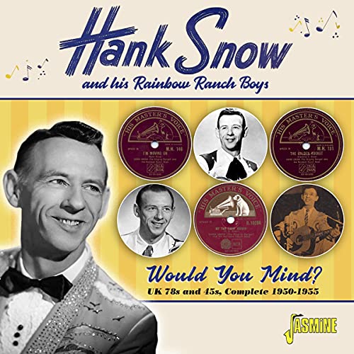 Hank Snow album cover featuring a black-and-white portrait and five vinyl records.