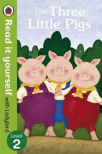 Children's book cover featuring three smiling pigs in colorful overalls standing together outdoors.