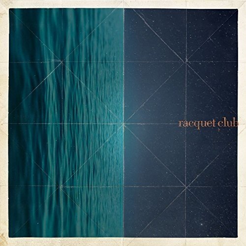 "CD cover art with teal and dark blue panels and 'racquet club' text."