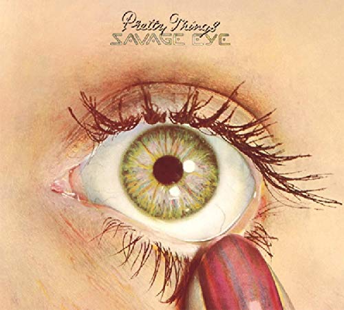 "Album cover featuring a close-up of a human eye with tongue touching lower lid."