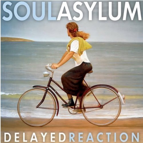 Album cover featuring a woman riding a bike on a beach with ocean background.