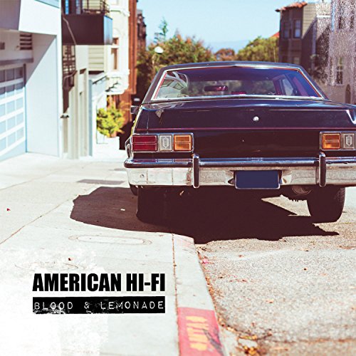 "CD album cover featuring a black car parked on a suburban street."