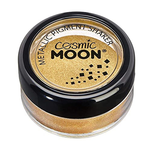 Metallic Pigment Shakers by Cosmic Moon - Gold - Cosmetic Pearlescent Powder, Eye Shadow, Makeup for Face, Eyes & Body