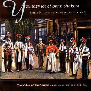 A CD cover featuring a painting of people in traditional costumes outside a building.