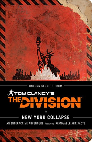 "Book cover with distressed red background, Statue of Liberty, and 'New York Collapse' title."