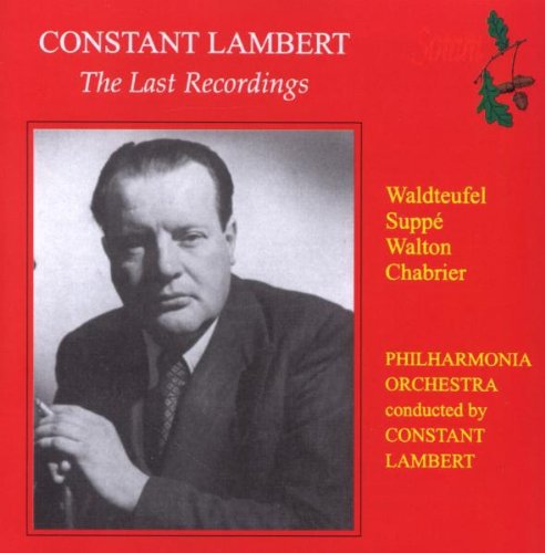 Red album cover with black and white photo of Constant Lambert holding a cigarette.