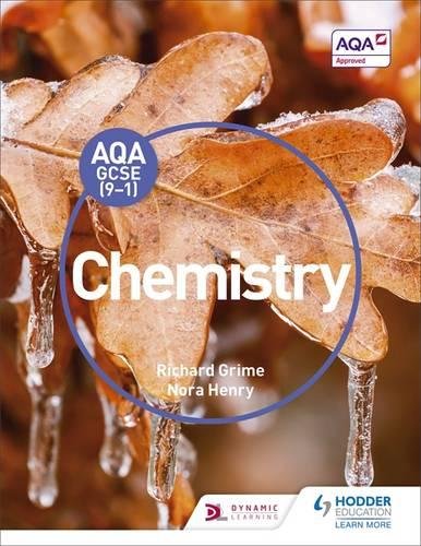 "Chemistry textbook cover featuring frozen leaves with icicles, AQA GCSE branding, and author names."
