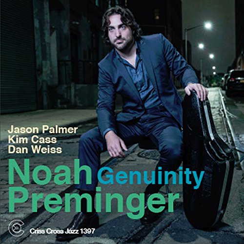 Jazz album cover with a man in a suit holding a saxophone case.